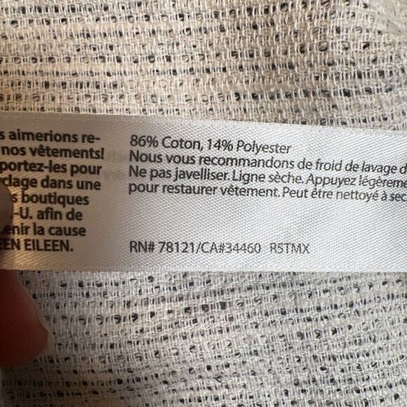 Eileen Fisher Stripe Textured Black White coat Snap Cotton Medium.      Q - Picture 9 of 9